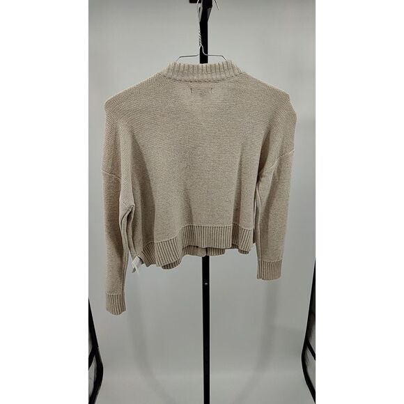 Quince Women 100% Organic Cotton Cropped Cardigan Speckled Beige S - Picture 2 of 2